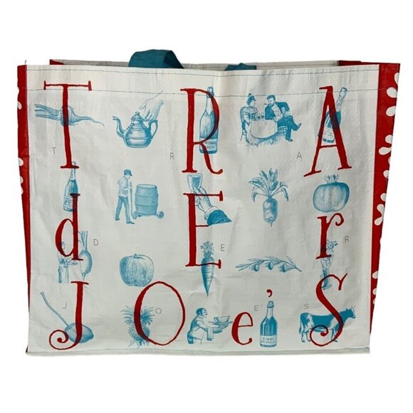 Trader Joes Reusable Shopping Bag With Interior Wine Bottle Holders Grocery Tote - Picture 3 of 5